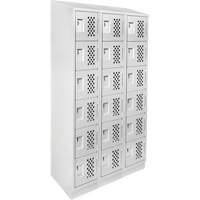 Assembled Lockerettes Clean Line Perforated Economy Lockers, 6 -tier, Bank of 3, 18" x 72" x 12", Steel O-Max
