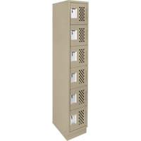 Assembled Lockerettes Clean Line Perforated Economy Lockers, 6 -tier, 18" x 72" x 12", Steel O-Max