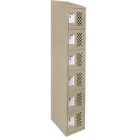 Assembled Lockerettes Clean Line Perforated Economy Lockers, 6 -tier, 18" x 72" x 12", Steel O-Max