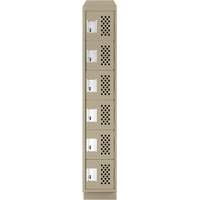 Assembled Lockerettes Clean Line Perforated Economy Lockers, 6 -tier, 18" x 72" x 12", Steel O-Max