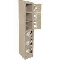 Assembled Lockerettes Clean Line Perforated Economy Lockers, 6 -tier, 18" x 72" x 12", Steel O-Max