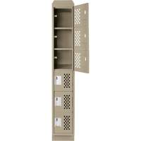 Assembled Lockerettes Clean Line Perforated Economy Lockers, 6 -tier, 18" x 72" x 12", Steel O-Max