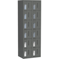 Concorde Heavy-Duty Lockers, 6 -tier, Bank of 2, 24" x 18" x 72", Steel, Charcoal, Welded (Assembled) O-Max