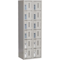 Concorde Heavy-Duty Lockers, 6 -tier, Bank of 2, 24" x 18" x 72", Steel, Grey, Welded (Assembled) O-Max