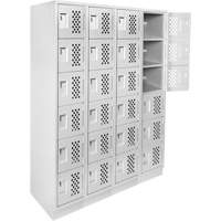Assembled Clean Line Perforated Economy Lockers, 6 -tier, Bank of 4, 18" x 72" x 12", Steel O-Max