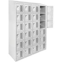 Assembled Clean Line Perforated Economy Lockers, 6 -tier, Bank of 4, 18" x 72" x 12", Steel O-Max