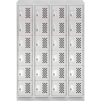 Assembled Clean Line Perforated Economy Lockers, 6 -tier, Bank of 4, 18" x 72" x 12", Steel O-Max