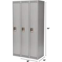 Lockers, Bank of 3, 36" x 18" x 72", Steel, Grey, Knocked Down O-Max