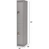 Lockers, 2 -tier, 12" x 18" x 72", Steel, Grey, Knocked Down O-Max