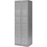Lockers, 6 -tier, Bank of 2, 24" x 18" x 72", Steel, Grey, Knocked Down O-Max