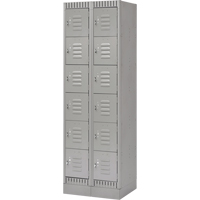 Lockers, 6 -tier, Bank of 2, 24" x 18" x 76", Steel, Grey, Knocked Down O-Max