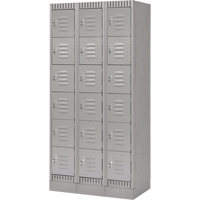 Lockers, 6 -tier, Bank of 3, 36" x 18" x 76", Steel, Grey, Knocked Down O-Max