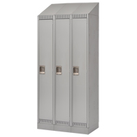 Lockers, Bank of 3, 36" x 18" x 86", Steel, Grey, Knocked Down O-Max