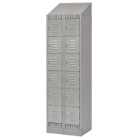 Lockers, 6 -tier, Bank of 2, 24" x 18" x 86", Steel, Grey, Knocked Down O-Max