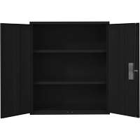 Armoire de rangement Lo-Boy, Acier, 2 Tablettes, 42" h x 36" la x 18" P, Noir O-Max