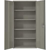 Armoire de rangement Hi-Boy, Acier, 4 Tablettes, 72" h x 36" la x 18" P, Gris O-Max