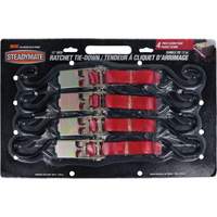 Ratchet Utility Straps, S-Hook, 1" W x 12' L, 500 lbs. (230 kg) Working Load Limit O-Max