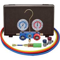 Automotive Manifold Gauge Set with Mini Dye Injector & Manual Couplers O-Max
