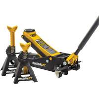 Ensemble cric datelier Magic Lift et chandelles, 3 tonne(s)/2,5 tonne(s) Capacit&eacute;, 3-7/20" Abaiss&eacute;e, 19-3/10" &eacute;lev&eacute;e, Hydraulique &agrave; main O-Max