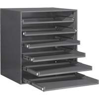 Armoire de rangement &agrave; cloisons, Acier, 6 compartiments, 20-5/16" la x 15-15/16" p, 21-7/8" h, Gris O-Max
