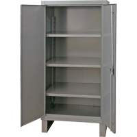 Armoire tr&egrave;s robuste, Acier, 3 Tablettes, 66" h x 36" la x 24" P, Gris O-Max