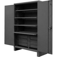 Armoire tr&egrave;s robuste avec tablettes coulissantes, Acier, 4 Tablettes, 78" h x 48" la x 24" P, Gris O-Max
