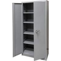 Storage Cabinet, Steel, 4 Shelves, 66" H x 30" W x 15" D, Grey O-Max