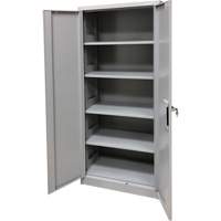 Storage Cabinet, Steel, 4 Shelves, 66" H x 30" W x 15" D, Grey O-Max