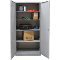 Hi-Boy Storage Cabinet, Steel, 4 Shelves, 72" H x 36" W x 18" D, Grey O-Max