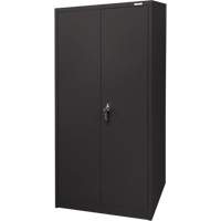 Storage Cabinet, Steel, 4 Shelves, 66" H x 30" W x 15" D, Black O-Max