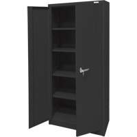 Storage Cabinet, Steel, 4 Shelves, 66" H x 30" W x 15" D, Black O-Max