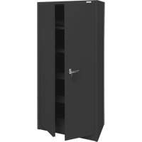 Storage Cabinet, Steel, 4 Shelves, 66" H x 30" W x 15" D, Black O-Max