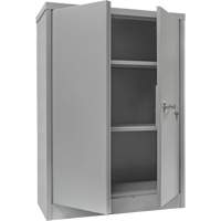 Counter-High Storage Cabinet, Steel, 2 Shelves, 42" H x 30" W x 15" D, Grey O-Max