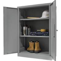 Counter-High Storage Cabinet, Steel, 2 Shelves, 42" H x 30" W x 15" D, Grey O-Max