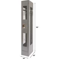Casiers ventil&eacute;s, 12" x 18" x 78", Acier, Gris, D&eacute;mont&eacute;, Perfor&eacute; O-Max