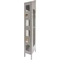 Casiers ventil&eacute;s, 2 niveaux, 12" x 18" x 88", Acier, Gris, D&eacute;mont&eacute;, Perfor&eacute; O-Max