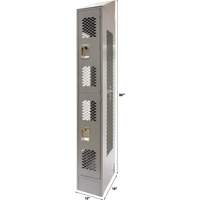 Casiers ventil&eacute;s, 2 niveaux, 12" x 18" x 88", Acier, Gris, D&eacute;mont&eacute;, Perfor&eacute; O-Max