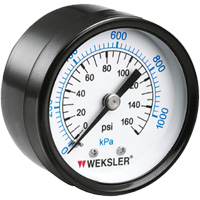 Dry Pressure Gauge, 1-1/2" , 0 - 160 psi, Back Mount, Analogue O-Max