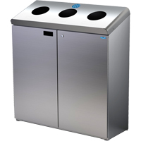 Floor Standing Recycling Station, Bulk, Stainless Steel, 42 gal. O-Max