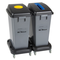 Socle roulant pour contenant à déchets & à recyclage, Polypropylène, Noir, Convient aux contenants  JH483 | O-Max