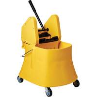 Ensemble de seau pour vadrouille et essoreuse Champ, Pression vers le bas, 7,5 gal. US (30 pintes), Jaune O-Max