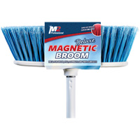 Flat Magnetic Indoor Broom with Handle, 48" Long O-Max