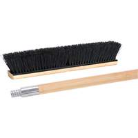 Push Broom with Metal-Threaded Handle, 24", Medium, Tampico Bristles O-Max