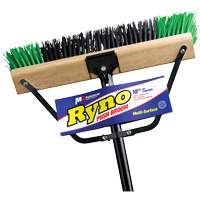 Ryno Push Broom with Braced Handle, 18", Stiff, PVC Bristles O-Max