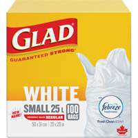 Petits sacs &agrave; ordures 25 L avec Febreze, R&eacute;gulier, 20" la x 20" lo, Blanc O-Max