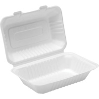 Compostable Hinged Food Containers, Bagasse, Rectangular O-Max