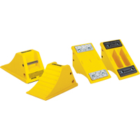 All-Terrain Heavy-Duty Wheel Chocks, Polyurethane, Yellow, 8-1/2" W x 15-1/2" D x 8-1/4" H O-Max
