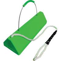Checkers Safety SafeRay  Aircraft Wheel Chock with Loop Rope Cable Handle, Urethane, Fluorescent Green, 24" W x 8" D x 6" H O-Max