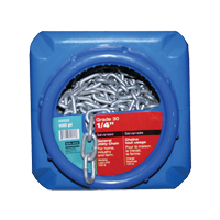 Hot-Dipped Galvanized Chains, Carbon Steel, 1/4" x 100' (30.4 m) L, Grade 30, 1100 lbs. (0.55 tons) Load Capacity O-Max