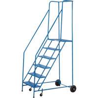 Escabeau roulant certifi&eacute; par la CSA, 6 marches, Largeur de la marche 22", Hauteur de la plateforme 55", Acier O-Max